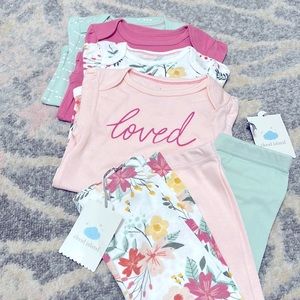 NWT Baby Girls’ Cloud Island 4pk Bodysuits & 3pk Leggings 18M